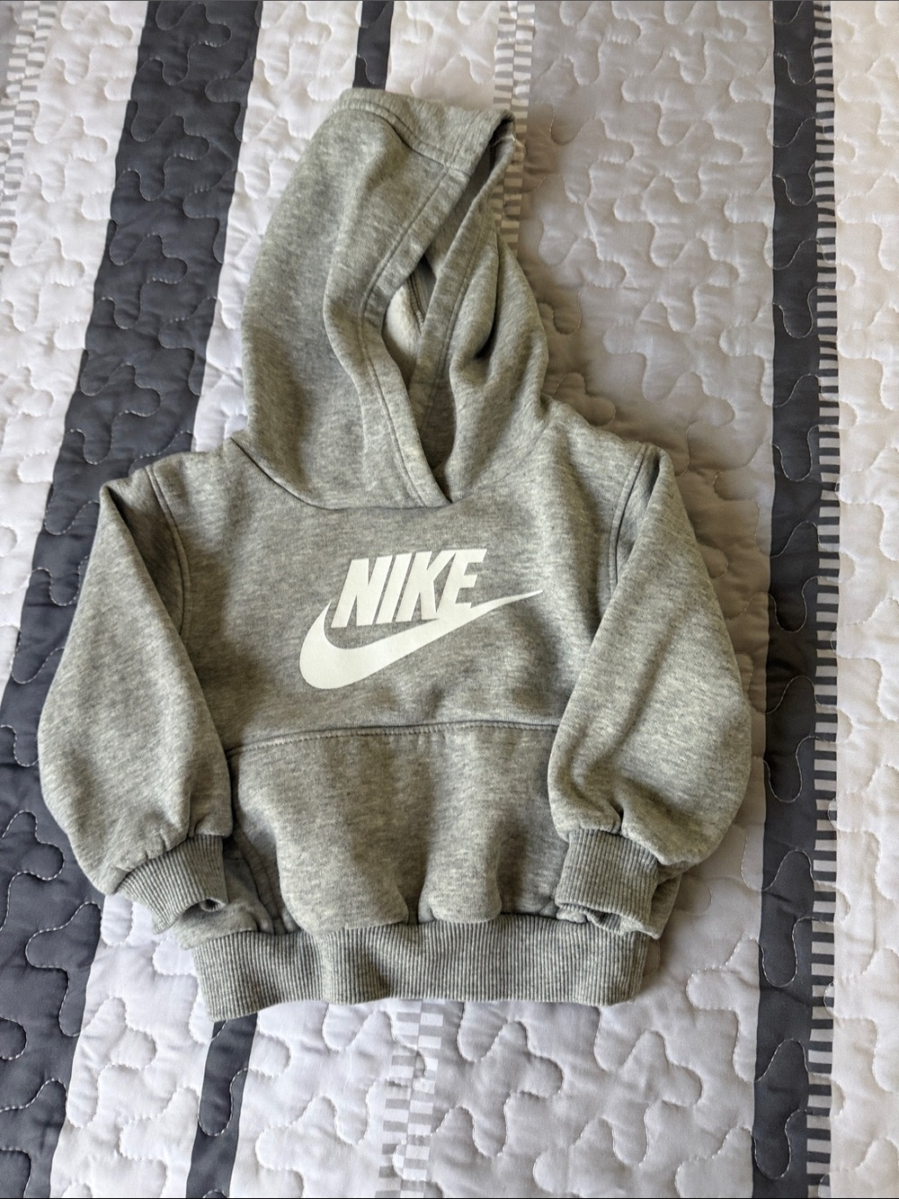 Nike Kids Grey Pullover Hoodie with White Swoosh